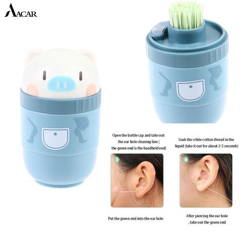 Kit De Nettoyage Des Oreilles Percées À La Menthe, 1 Boîte, Boucles D'oreilles Jetables, Nettoyeur De Trous, Solution D'herbes, Fil De Papier, Kit D'outils De Soins 