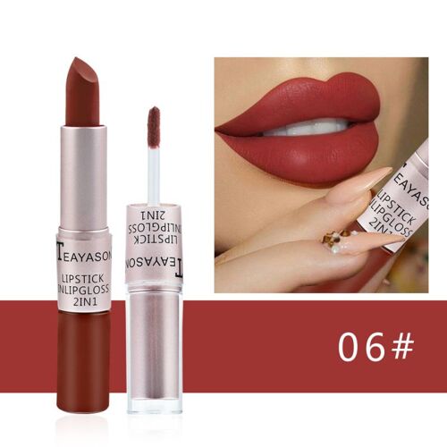 Rouge À Lèvres 2 En 1, Hydratant, 12 Couleurs, Cosmétiques, Maquillage, Velours Mat, Anti-Adhésif 