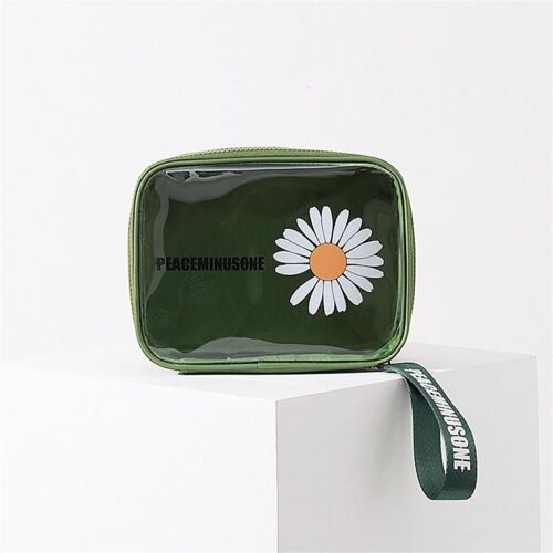 Mini Sac À Cosmétiques En Pvc, Petite Marguerite, Portable, Rangement Multifonctionnel, Trousse De Toilette Étanche Transparente, Outils De Maquillage À La Mode 