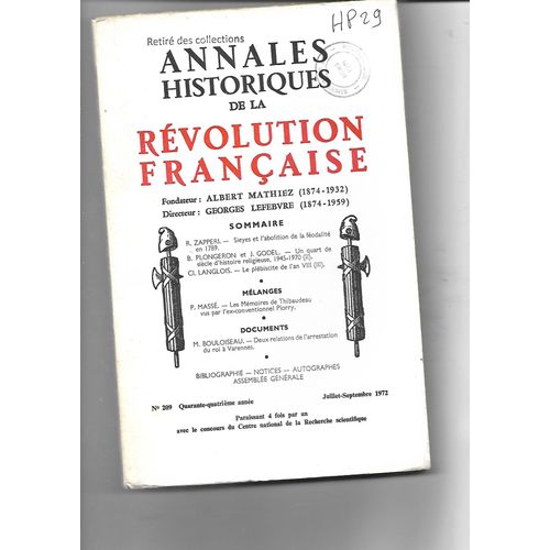 Annales Historique De La Révolution Française