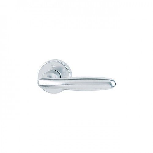 Poignées de porte sur rosaces rondes Verona -aluminium finition argent - bec-de-cane HOPPE
