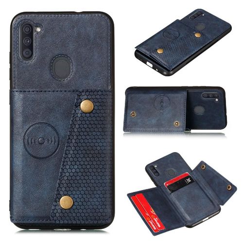 Portefeuille Étui Pour Samsung Galaxy M11 Béquille Protection Antichoc Étui Portefeuille Titulaire De La Carte Buit En Fer - Bleu