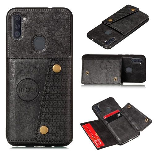 Portefeuille Étui Pour Samsung Galaxy M11 Étui Portefeuille Titulaire De La Carte Protection Antichoc Béquille Buit En Fer - Noir