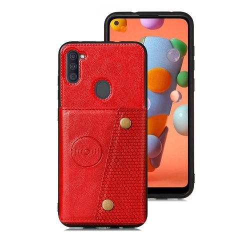 Portefeuille Étui Pour Samsung Galaxy M11 Étui Portefeuille Titulaire De La Carte Protection Antichoc Béquille Buit En Fer - Rouge