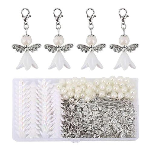 50sets Bricolage Ange Gardien Pendentif Kit, Faire Votre Propre Pendentif Ange Perle, Porte-Clés, Pendentif Pour Bricolage