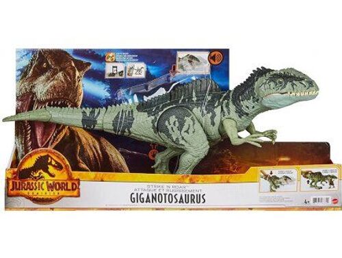 Grand Dinosaure Giganotosaurus 55 cm - Articulé Et Sonore - Jurassic World - Dino Attaque Supreme - Set Animaux Préhistorique + 1 Carte