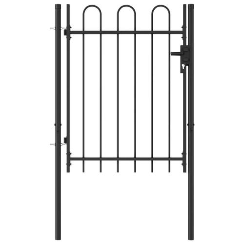 Prolenta Premium - Portillon Simple Porte Avec Dessus Arqué Acier 1x1,2 M Noir