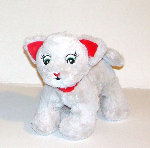 Doudou Peluche Chat Gris Tous Doux Nez En Coeur Et Collier Rouge Primark