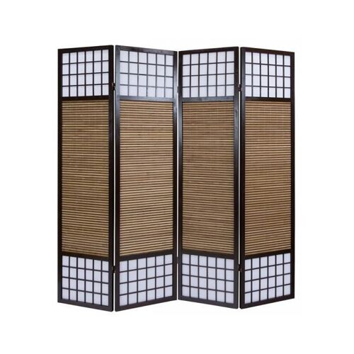 Paravent bois brun bambou 4 pièces 200cmx172