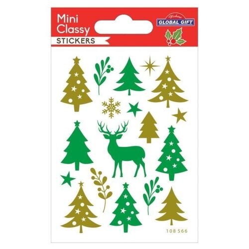 Stickers Noël - Sapins et Renne à paillettes