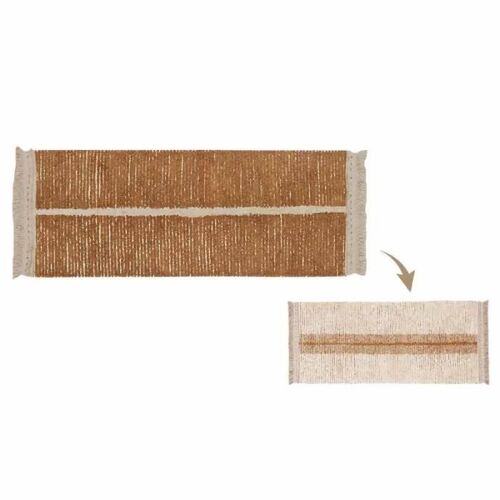 Tapis coton réversible - beige et camel - 80 x 230 cm