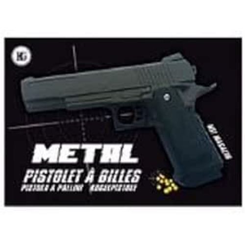 Pistolet A Billes 23 Cm Metal Noir Spring 0.300 Joules Vente