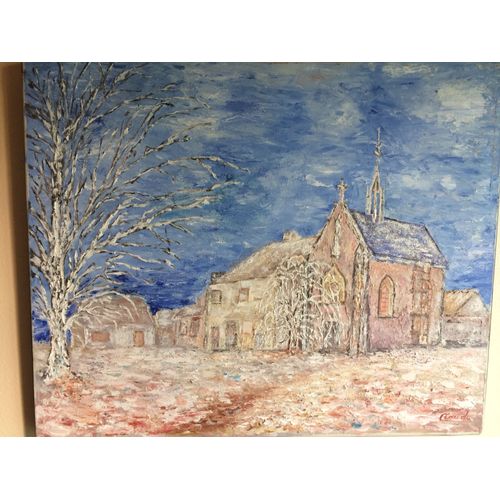 Tableau Eglise De Cissey Sous La Neige Paysage D'hiver