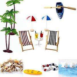 Parapluie De Plage Pour Maison De Poupée, Chaise Longue Miniature, Kits De Coquillages De Bateau Pour Décorations De Scènes De Vie, Accessoire De Décoration D'Aquarium, Bricolage