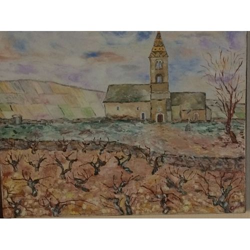 Tableau Eglise De Fixey Bourgogne Vignes En Hiver Peinture À L Huile
