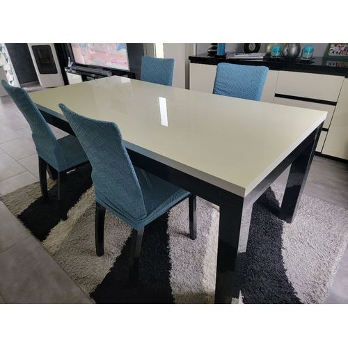 Salle À Manger Complète Laquée Blanc/Noire