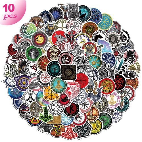Autocollants Totem Viking 10/30/50/100 Pièces, Autocollant Graffiti De Dessin Animé Esthétique Planche À Roulettes Pvc Autocollants Imperméables Jouet Enfants Cadeaux Nouveau