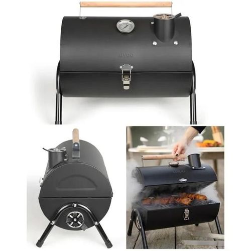 Barbecue Fumoir au Charbon, Portatif avec une Poignée de Transport et Loquet