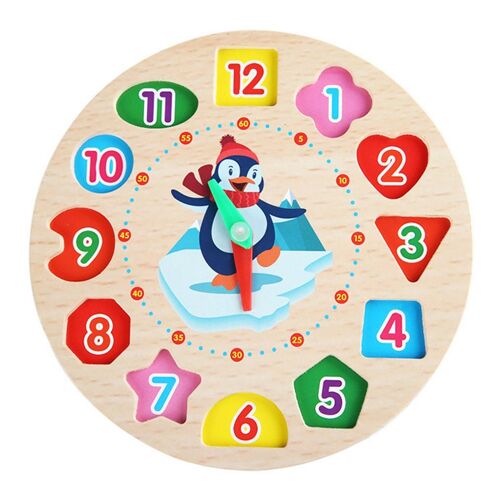 Blocs D'Horloge Numérique En Bois Perlée, Puzzle Montessori, Dessin D'Animal Éducatif, Géométrie, Jouet Assorti Pour Enfants