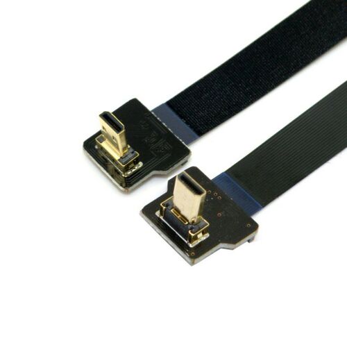 Câble plat haut et bas 90 degrés FPV compatible avec Micro HDMI mâle vers Micro HDTV FPC, pour Hero 4 GH4 BMPCC, A5000 A6000 A7R