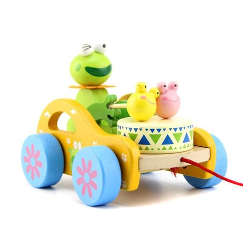 Jouet De Voiture En Bois, Jouet De Traction, Animal Grenouille/Coq/Ours/Lapin, Ensemble De Jeu De Véhicule Résistant Aux Chocs, Mini Voiture, Jouet À Main Pour Tout-Petit, Tendance