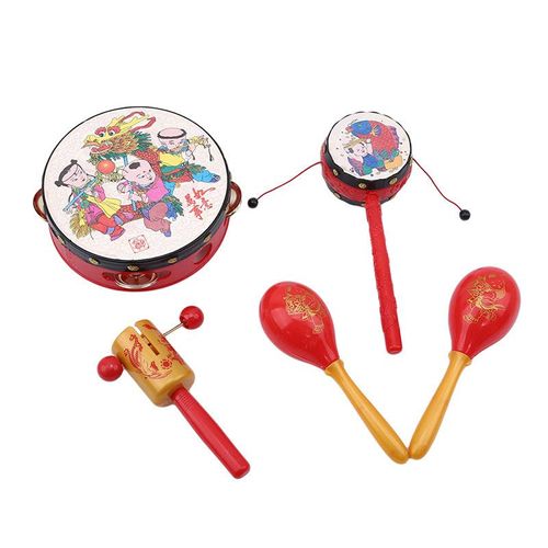 Hochet Pour Enfants, Tambour À Granulés, Instrument De Musique De Dessin Animé, Jouet, Cadeau Traditionnel Chinois