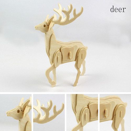 Kits D'Assemblage De Maquettes En Bois 3d Pour Enfants, Puzzles, Jouets Éducatifs, Bricolage, Animal, Lion, Crocodile, Serpent, Paon, Cerf