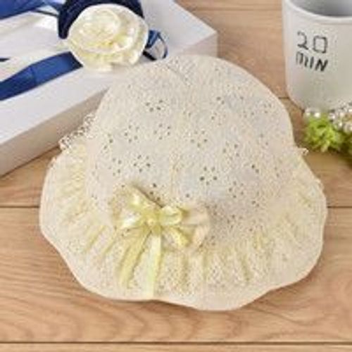 Chapeau de pêcheur pour petites filles, avec noeud papillon, chapeau de perle, seau de soleil, casquette d&#39été creuse pour enfants