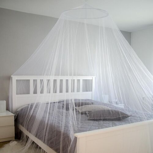 Amanka Moustiquaire 12m Ciel De Lit Double Berceau En Tissu De Polyester Transparent Blanc 180 Maill
