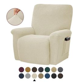 Blanc Cassé - Housses De Fauteuils Relax 1 Places, Jacquard À Carreaux Extensible Housse Pour Canapé Relax, Blanc Cassé