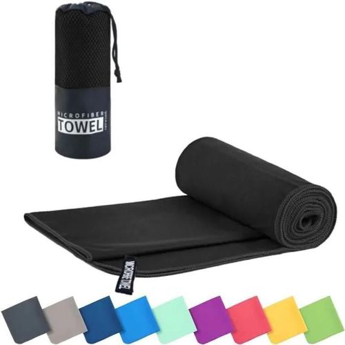 Noir - Serviette Sport Musculation - Non Spécifié - 40x80 Cm - Microfibre - Ultra-Légère - Anti-Bactérienne