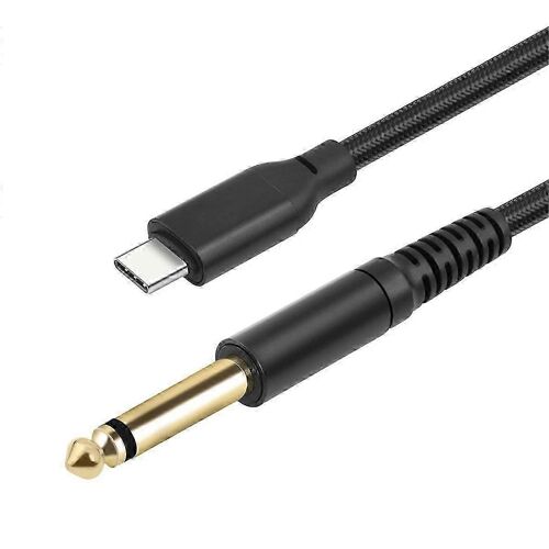 Câble stéréo audio TYPE-C vers 6,35 mm 1/4 TRS Cordon audio de type C vers jack auxiliaire 6,35 mm compatible avec amplificateur