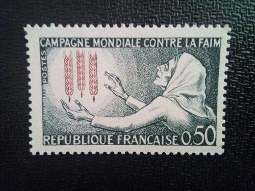 Timbre France Yt 1379 Femme Affamée Attrape Trois Épis De Blé 1963 ( 111012 )