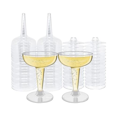 Gobelet En Plastique De 50 Paquets, Verres Martini Jetables À Tige De 4 Oz Pour Les Fêtes, Cocktail En Plastique Empilable
