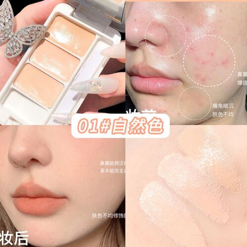 Correcteur de maquillage pour le visage, 3 couleurs Pro, liquide, imperméable, fond de teint, Contour, bâton, cosmétiques avec brosse