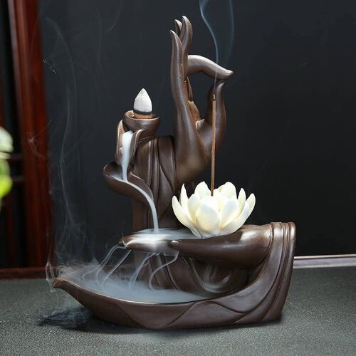 Brûleur d'encens à reflux en céramique, four à reflux, Lotus bergamote, cônes d'encens à grande tour, brûleur d'encens décoratif, base d'aromathérapie