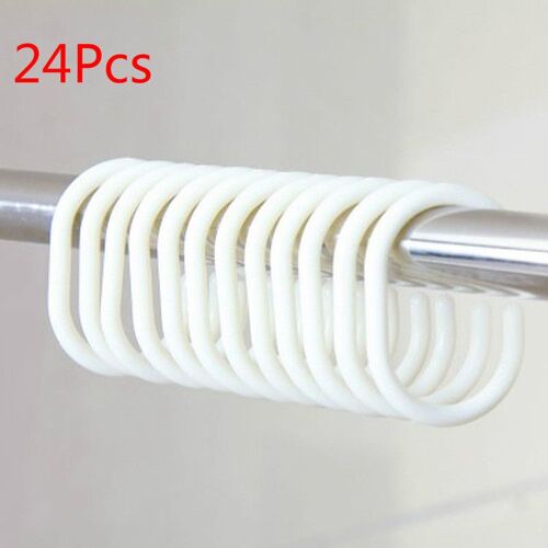 Anneaux De Rideau En Plastique, 12/24 Pièces, Barre De Douche, Crochet De Suspension De Rideau, Crochet C, Accessoires De Décoration De Meubles Blancs