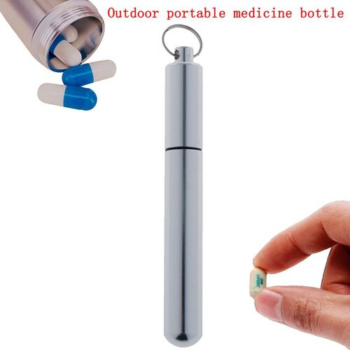 Porte Pilule Étanche En Aluminium, 1 Pièce, Boîte À Médicaments, Porte Bouteille