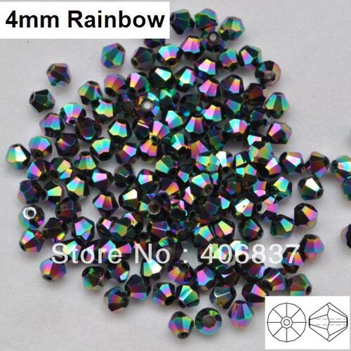 Perles Bicone En Cristal, Couleur Arc En Ciel, 4mm, 720 Pièces/Lot, Qualité Supérieure, Chinois, Livraison Gratuite