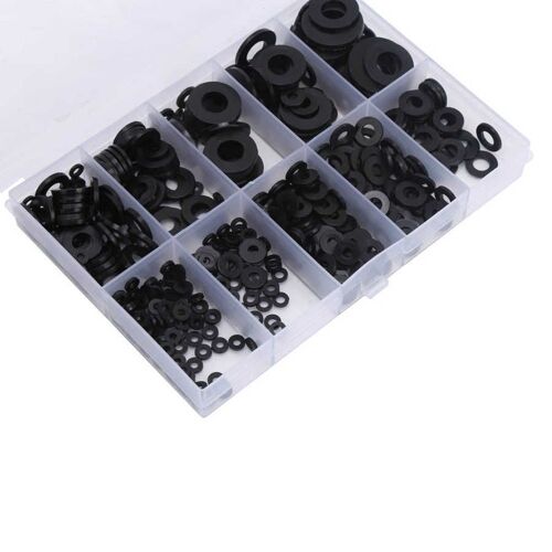 Rondelles En Nylon, 500 Pièces, Kit D'assortiment De Joints Noirs Avec Boîte, Fournitures Industrielles, Bague D'étanchéité Plate M2 M2.5 M3 M4 M5 M6 M8 M10