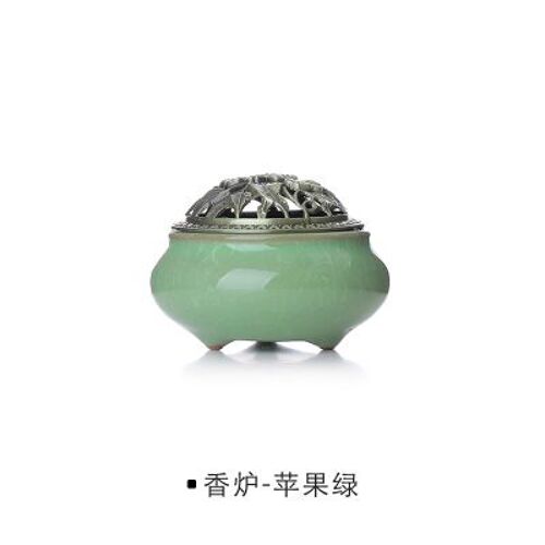 Porte encens en céramique avec couvercle, boîte de parfum, émail, encensoir en alliage de Zinc pour salon de thé, Studio de Yoga, disque aromatique, aromathérapie