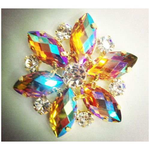 Livraison Gratuite  ! Perles De Cristal En Résine Cousues En Forme De Fleur, 7 Couleurs, 50mm