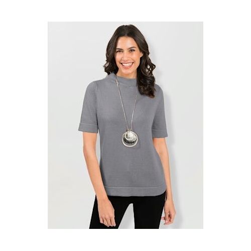Pull À Col Montant Pur Coton - - Gris Pierre