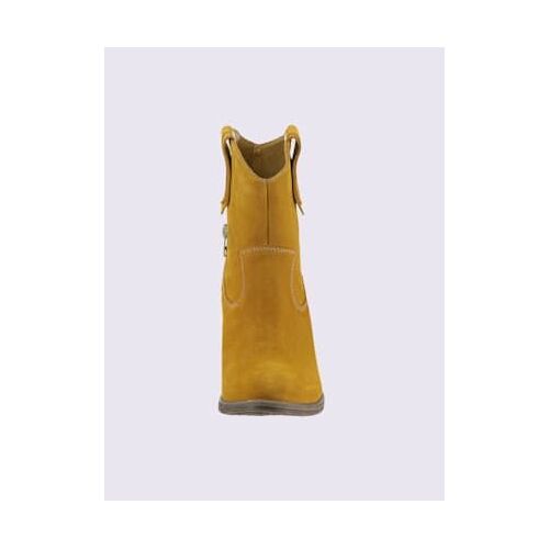 Bottines Cuir Velours De Vache Jaune