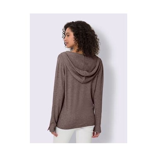 Veste À Capuche En Tricot Capuche Tendance - Linea Tesini - Taupe Foncé Chiné