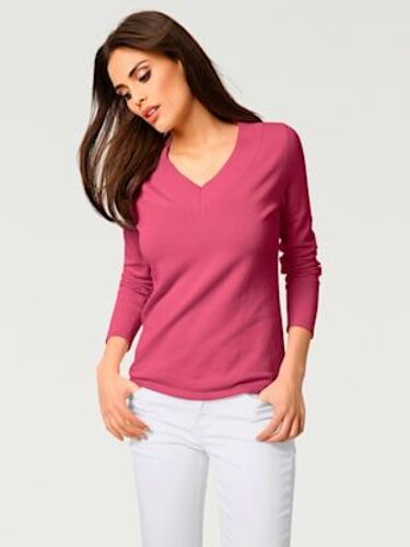 Joli Pull Basique À Encolure En V - Rick Cardona - Fuchsia