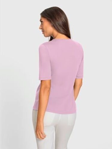 T-Shirt À Manches Courtes Encolure Raffinée - Ashley Brooke - Rose