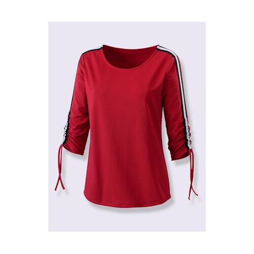 T-Shirt À Manches 3/4 Crêpe Et Jersey - Creation L - Rouge