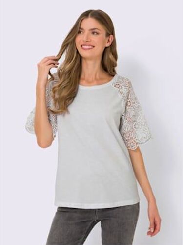 T-Shirt À Encolure Ronde Manches En Dentelle - Linea Tesini - Blanc