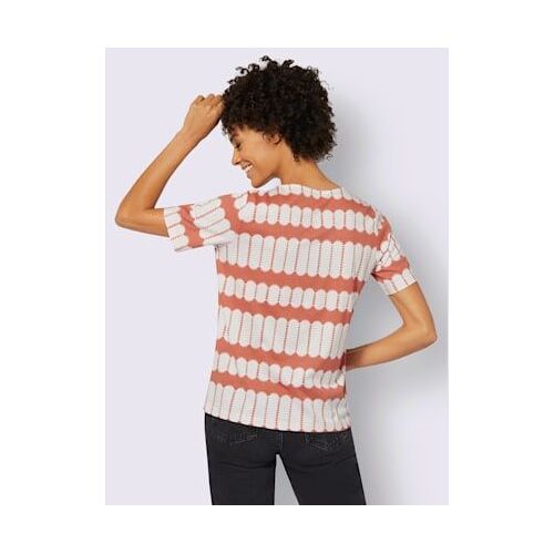 T-Shirt À Manches Courtes 50% Coton - Collection L - Papaye-Écru Imprimé